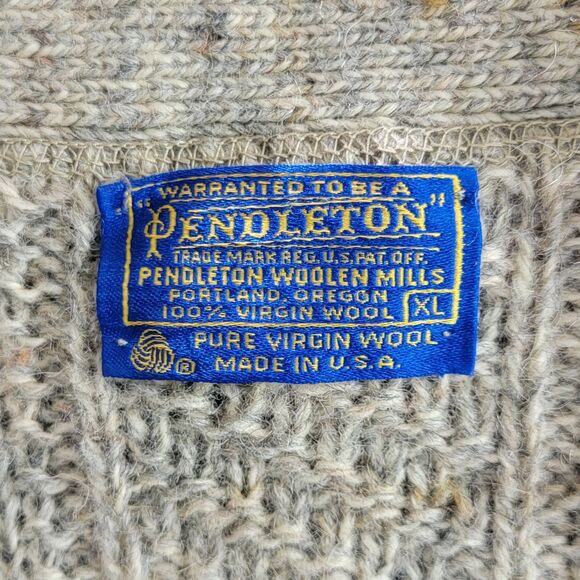 Vintage Pendleton Sweater Mens XL Beige 100% Pure Virgin Wool Cardigan USA Made - Picture 10 of 12
